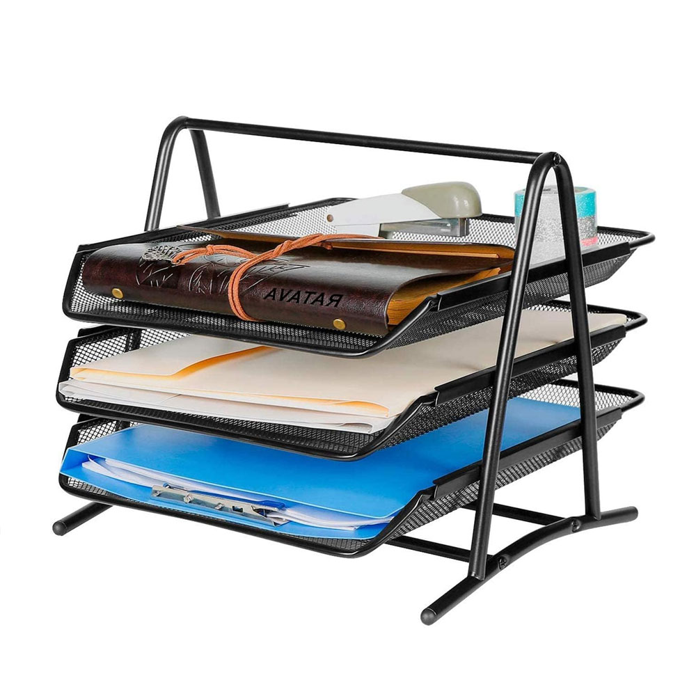 Desktop Filing Tray - 3단 슬라이딩 데스크탑 파일 정리함, 금속