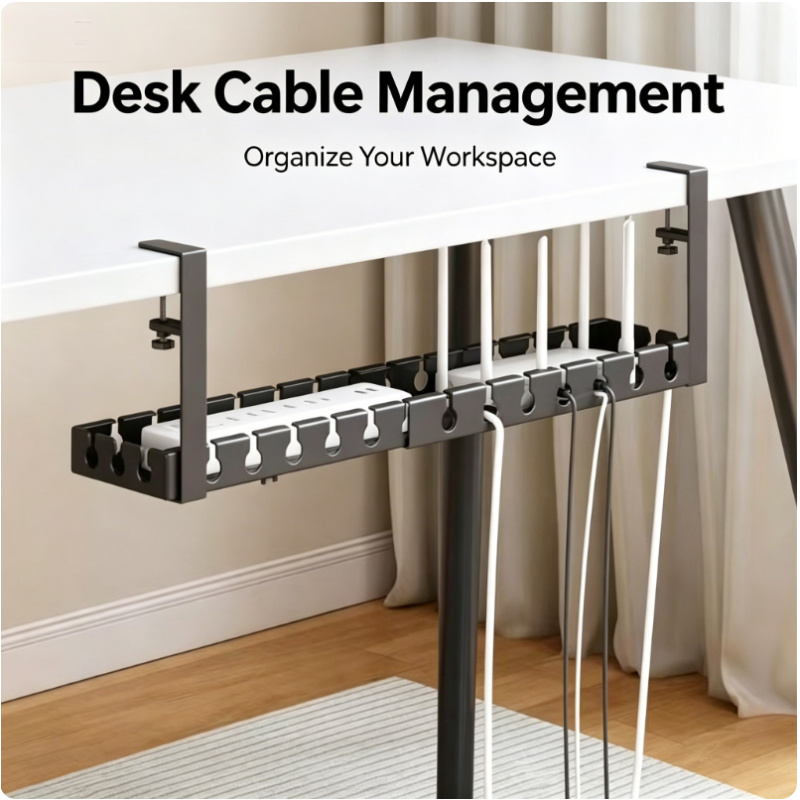 Cable Tray Under Desk - 테이블 아래 텔레스코픽 수납 랙 금속