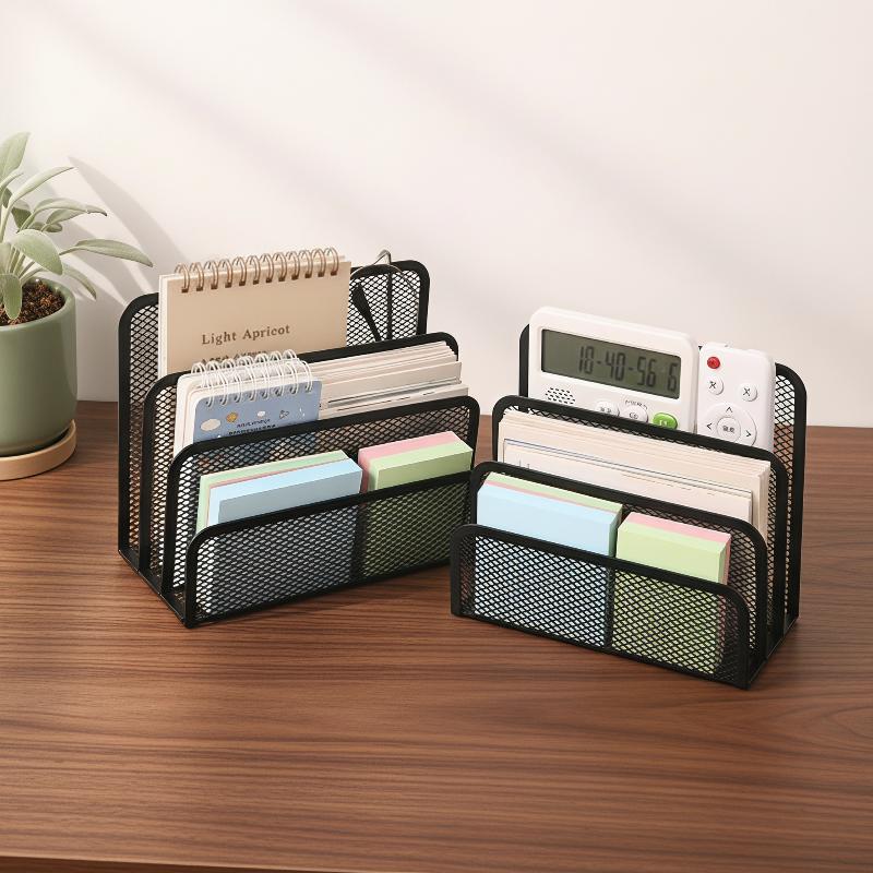 Desktop Filing Tray - 블랙 메탈 메쉬 3단 책상 정리함
