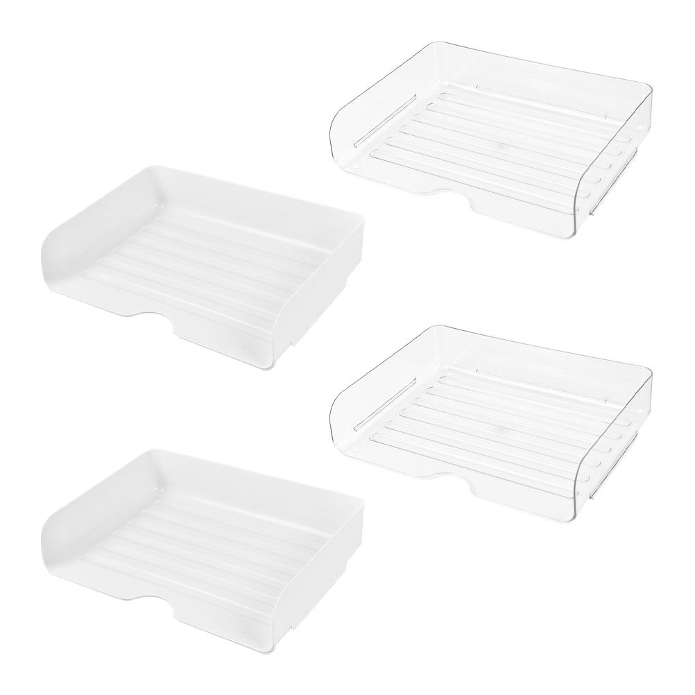 Desktop Filing Tray - 4개입 파일 정리 트레이 투명 적층형