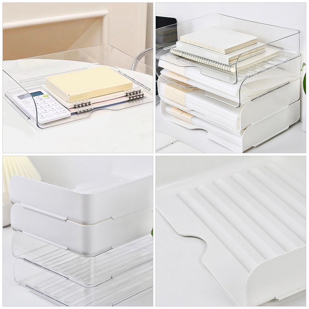 4개입 파일 정리함 투명 적층형 사무실 책상 서랍 정리 - Desktop Filing Tray 리뷰 및 가격
